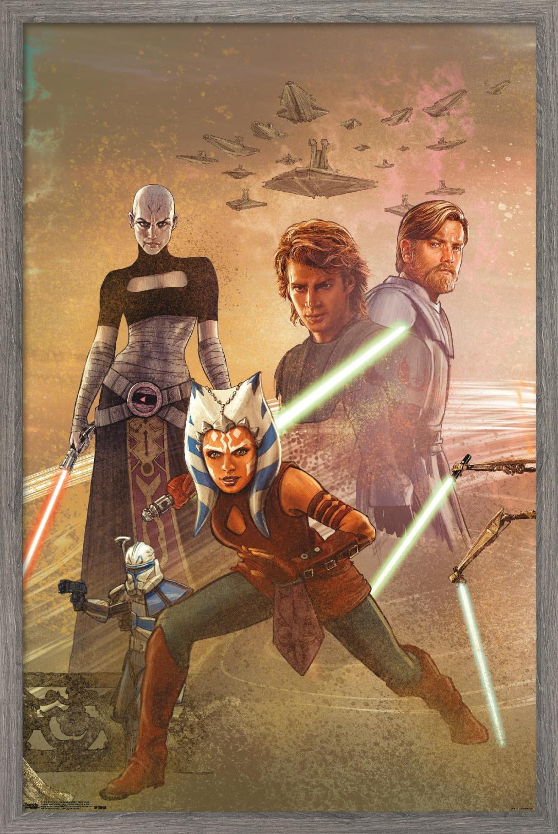 Star Wars: The Clone Wars - Celebration Mural Wall Poster, 22.375" x 34", Framed