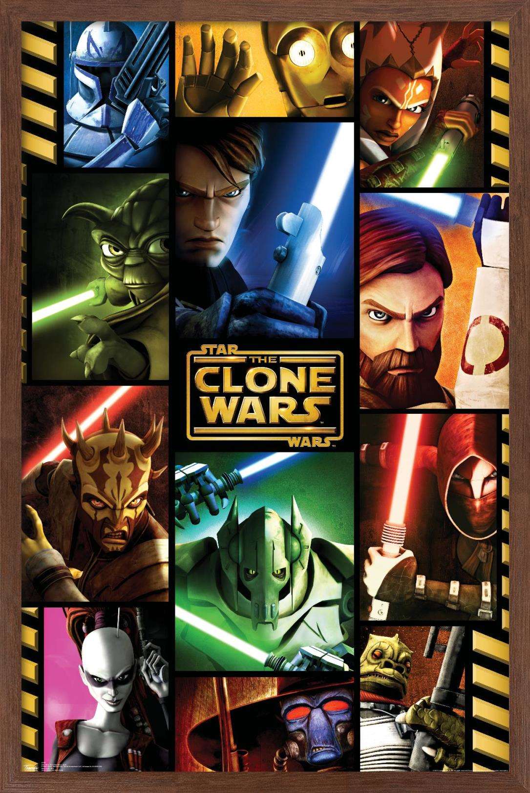 Star Wars: The Clone Wars - Grid Wall Poster, 14.725" x 22.375", Framed