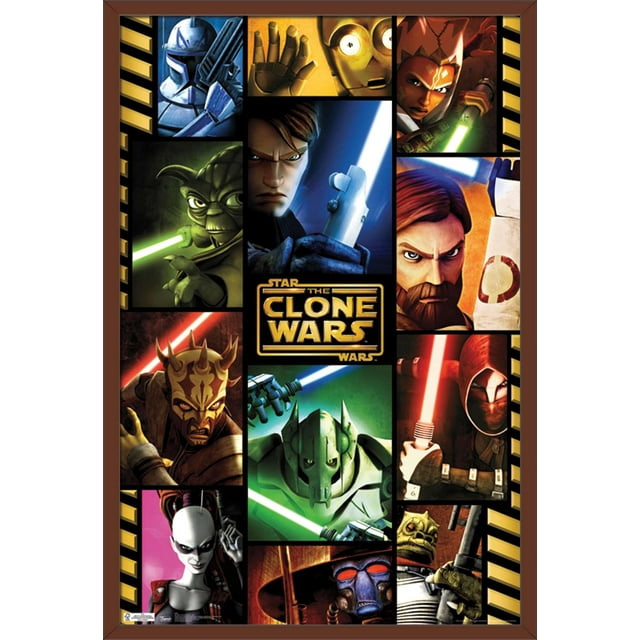 Star Wars: The Clone Wars - Grid Wall Poster, 22.375" x 34", Framed
