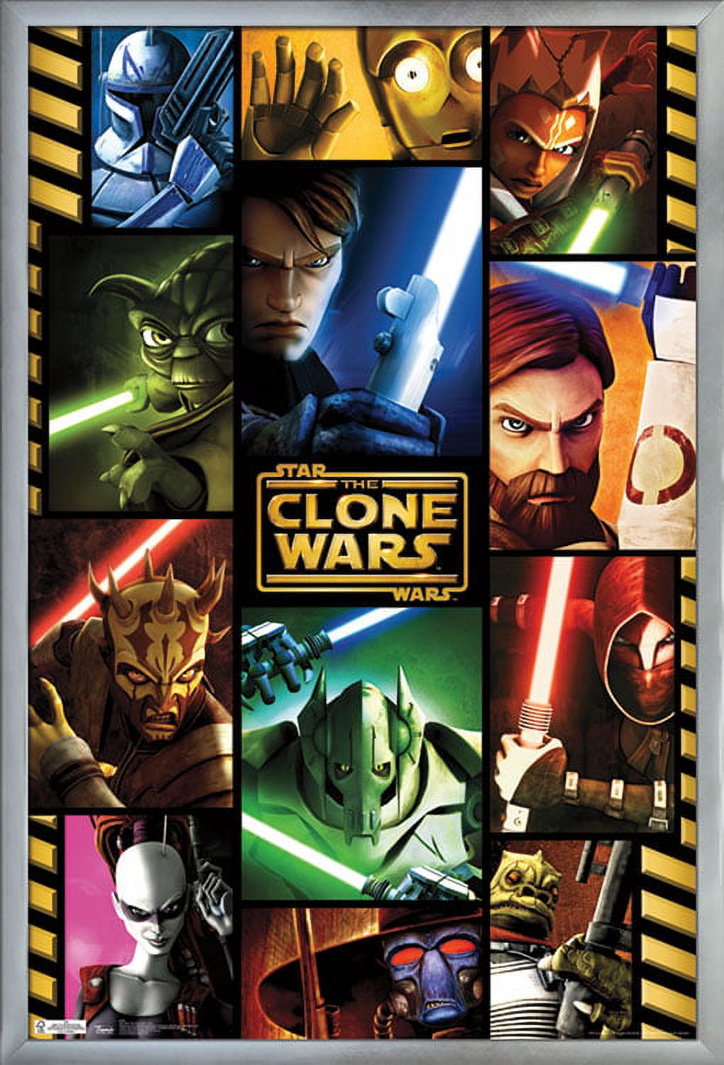 Star Wars: The Clone Wars - Grid Wall Poster, 22.375" x 34", Framed