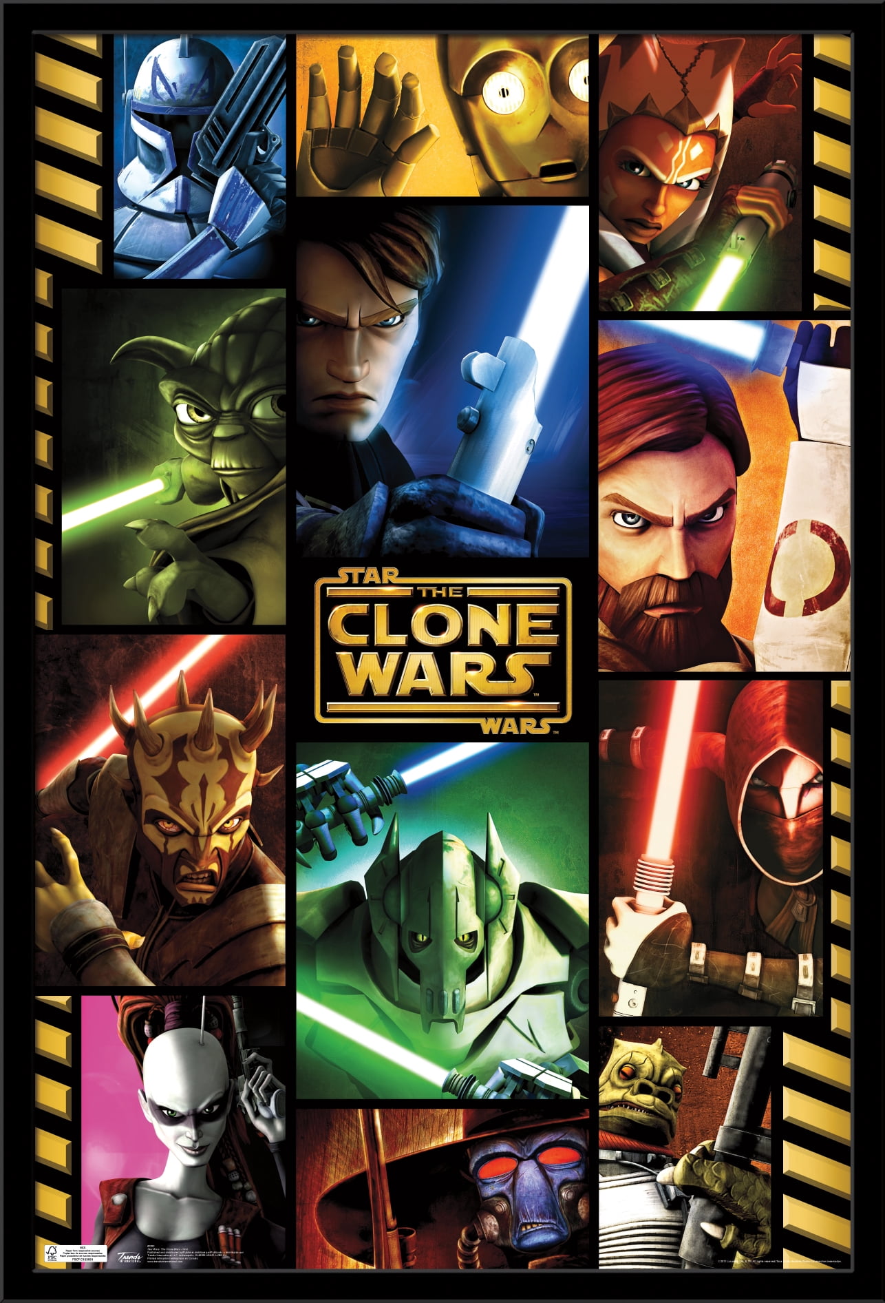 Star Wars: The Clone Wars - Grid Wall Poster, 22.375" x 34", Framed