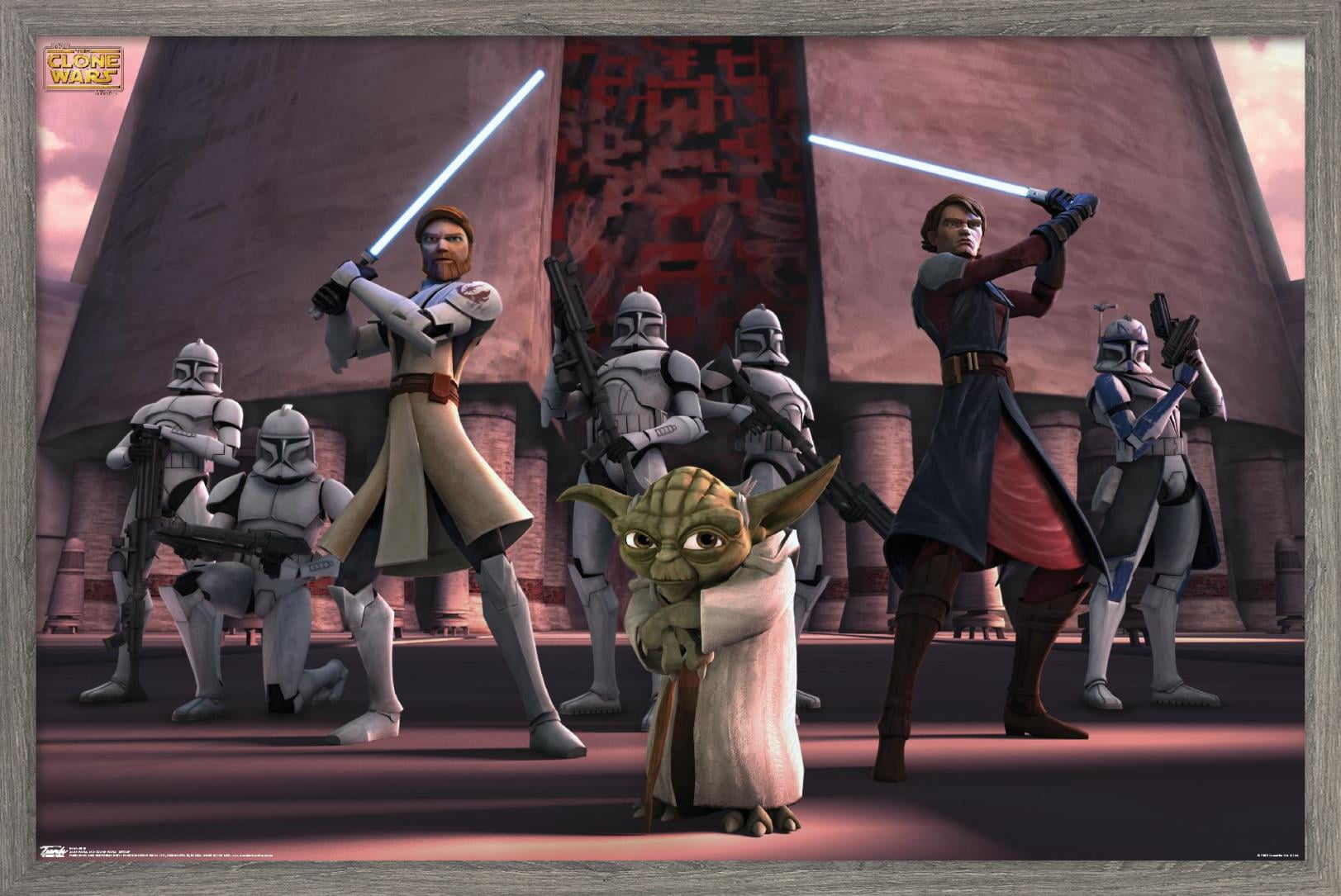Star Wars: The Clone Wars - Group Wall Poster, 14.725" x 22.375", Framed