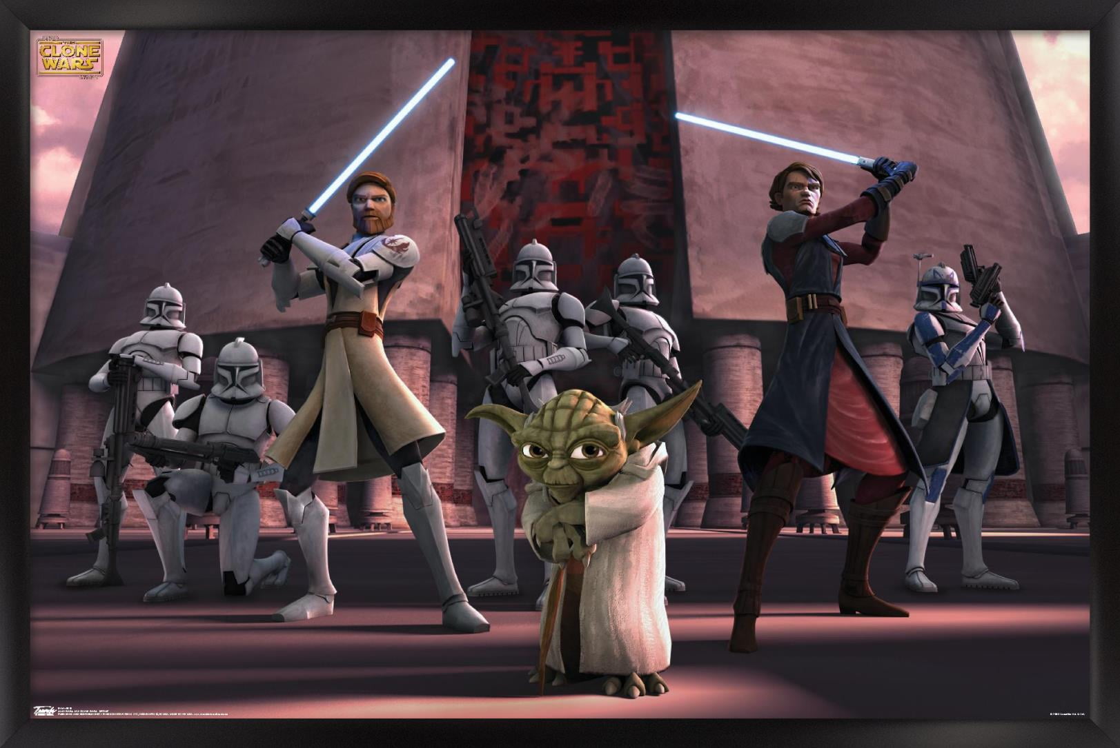 Star Wars: The Clone Wars - Group Wall Poster, 14.725 x 22.375, Framed 