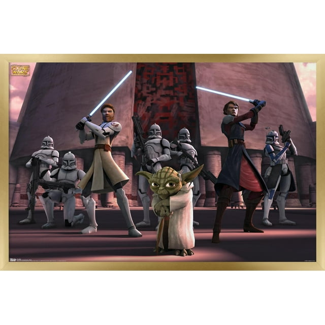 Star Wars: The Clone Wars - Group Wall Poster, 22.375" x 34", Framed