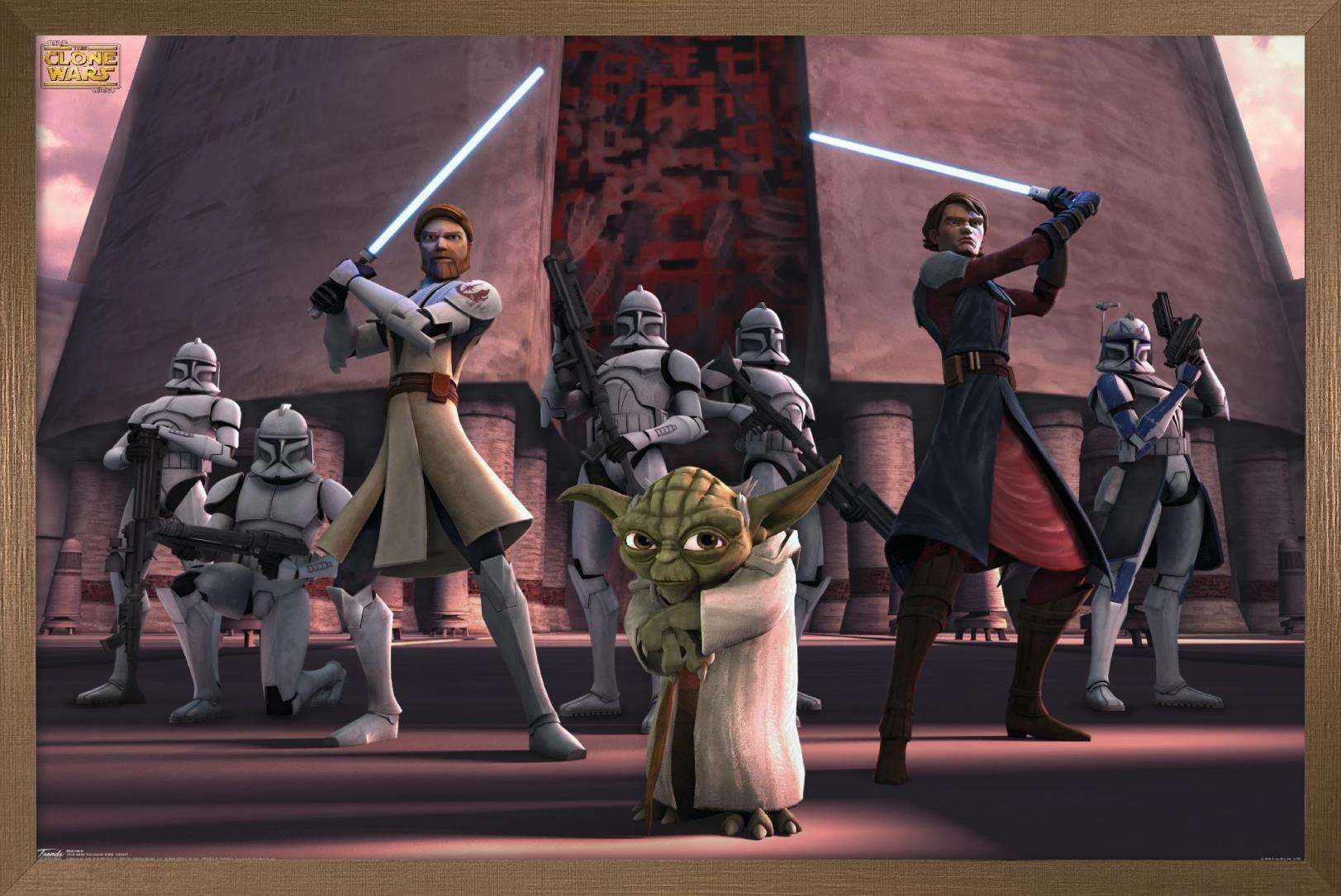Star Wars: The Clone Wars - Group Wall Poster, 22.375" x 34", Framed