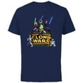 thumbnail image 1 of Star Wars The Clone Wars Jedi Warriors - Short Sleeve Cotton T-Shirt for Adults - Customized-Navy, 1 of 5