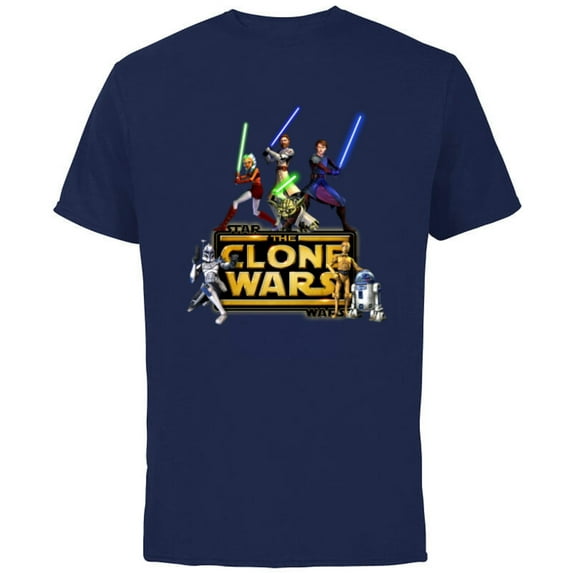Star Wars The Clone Wars Jedi Warriors - Short Sleeve Cotton T-Shirt for Adults - Customized-Navy