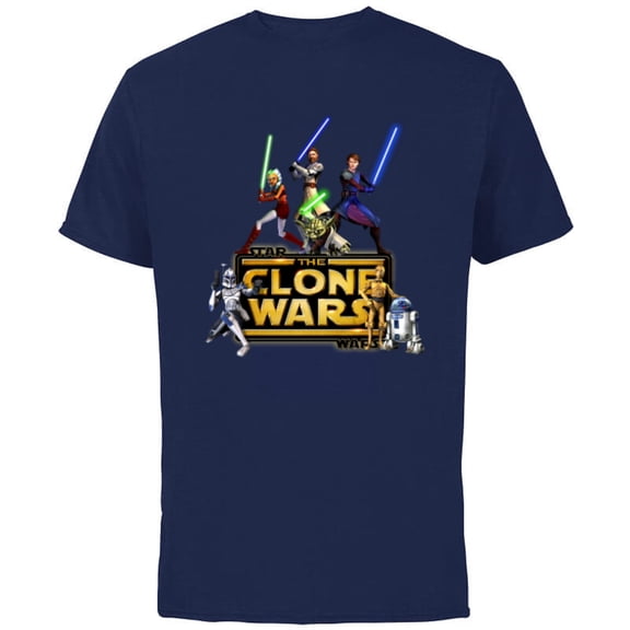 Star Wars The Clone Wars Jedi Warriors - Short Sleeve Cotton T-Shirt for Adults - Customized-Navy