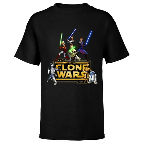 Star Wars The Clone Wars Jedi Warriors - Short Sleeve T-Shirt for Kids - Customized-Black