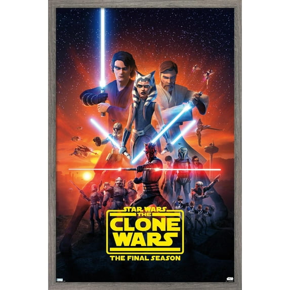 Star Wars: The Clone Wars - Season 7 Key Art Wall Poster, 14.725" x 22.375", Framed
