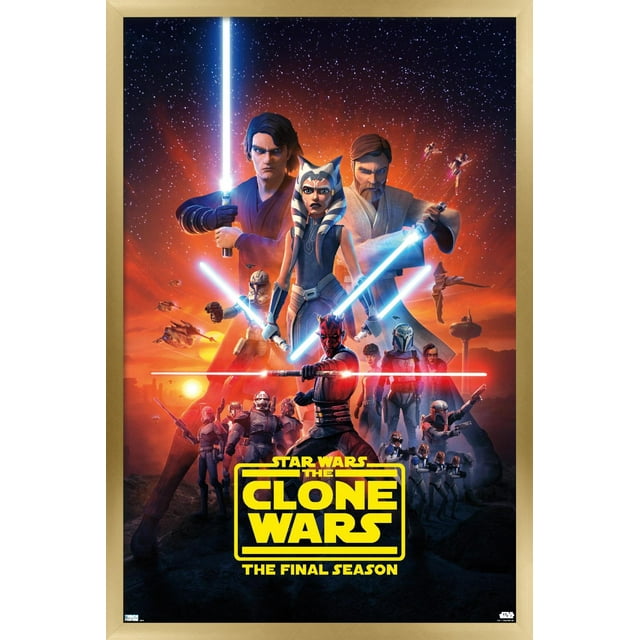 Star Wars: The Clone Wars - Season 7 Key Art Wall Poster, 14.725" x 22.375", Framed