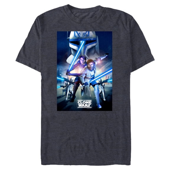 Star Wars The Clone Wars Series Poster - Short Sleeve Blended T-Shirt for Adults - Customized-Navy Heather