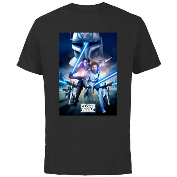 Star Wars The Clone Wars Series Poster - Short Sleeve Cotton T-Shirt for Adults - Customized-Black