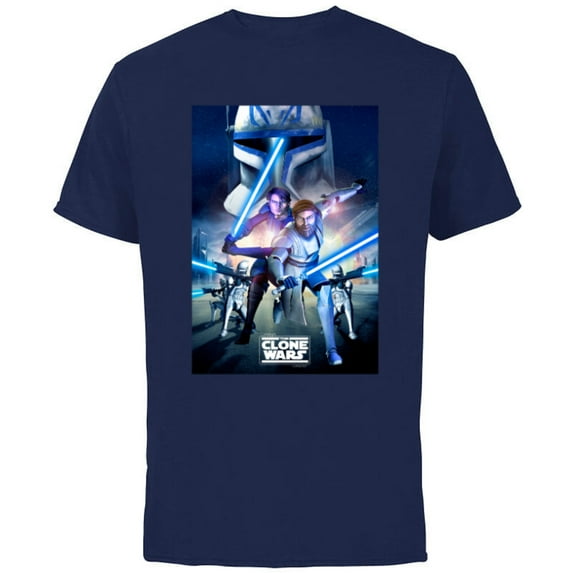 Star Wars The Clone Wars Series Poster - Short Sleeve Cotton T-Shirt for Adults - Customized-Navy