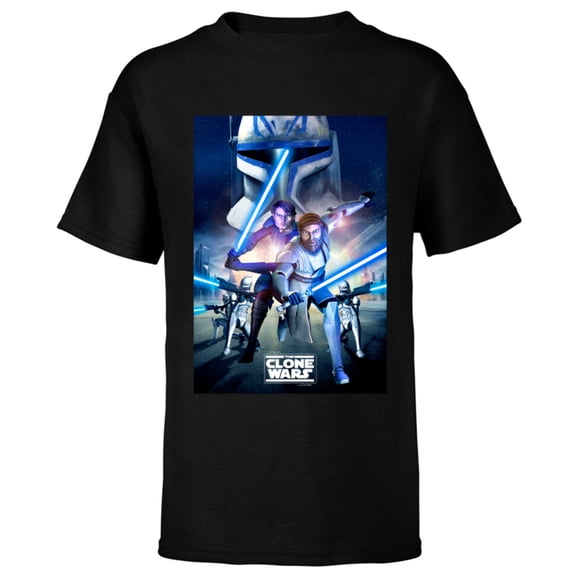 Star Wars The Clone Wars Series Poster - Short Sleeve T-Shirt for Kids - Customized-Black
