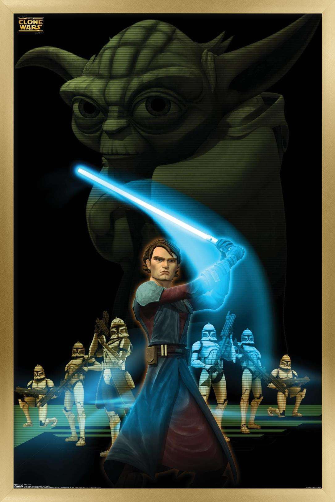 Star Wars: The Clone Wars - The Force Wall Poster, 14.725" x 22.375", Framed