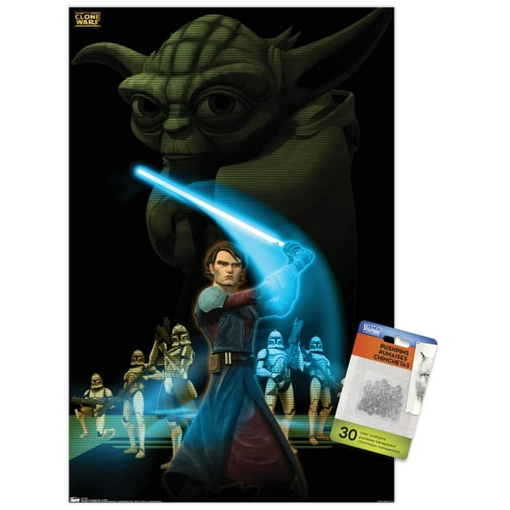 Star Wars: The Clone Wars - The Force Wall Poster with Push Pins, 14.725" x 22.375"