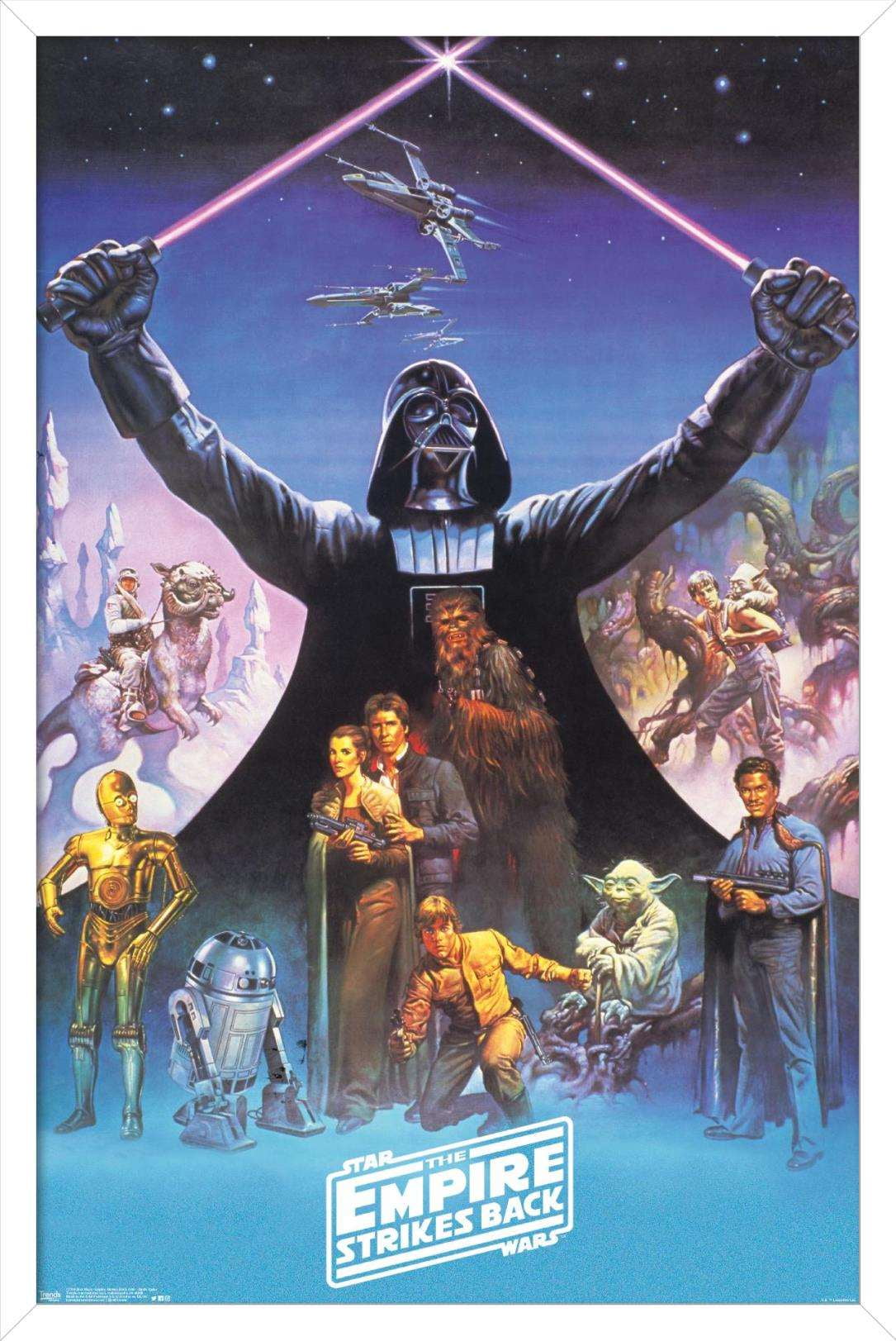 Star Wars: The Empire Strikes Back 40th - Darth Vader Wall Poster, 14.725  x 22.375, Framed 