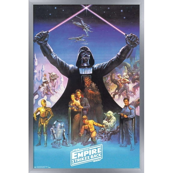 Star Wars: The Empire Strikes Back 40th - Darth Vader Wall Poster, 14.725" x 22.375", Framed