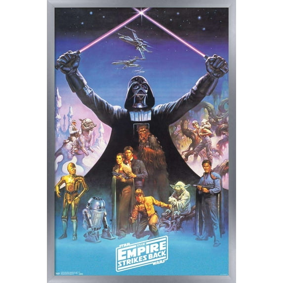 Star Wars: The Empire Strikes Back 40th - Darth Vader Wall Poster, 22.375" x 34", Framed