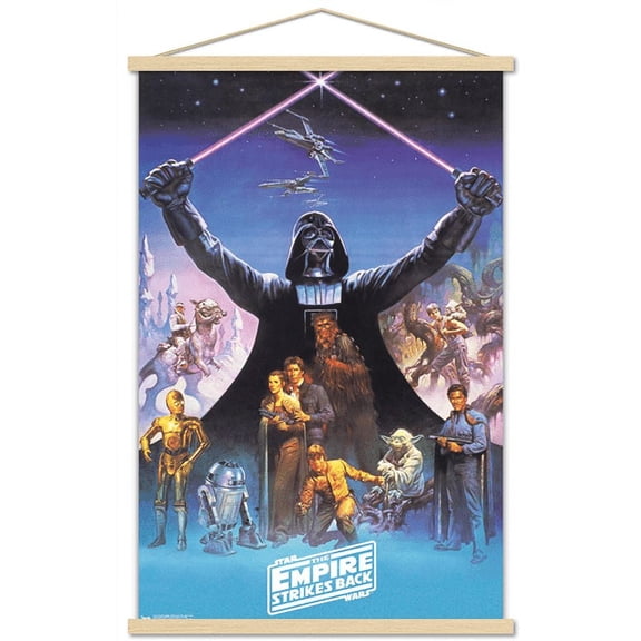 Star Wars: The Empire Strikes Back 40th - Darth Vader Wall Poster with Wooden Magnetic Frame, 22.375" x 34"