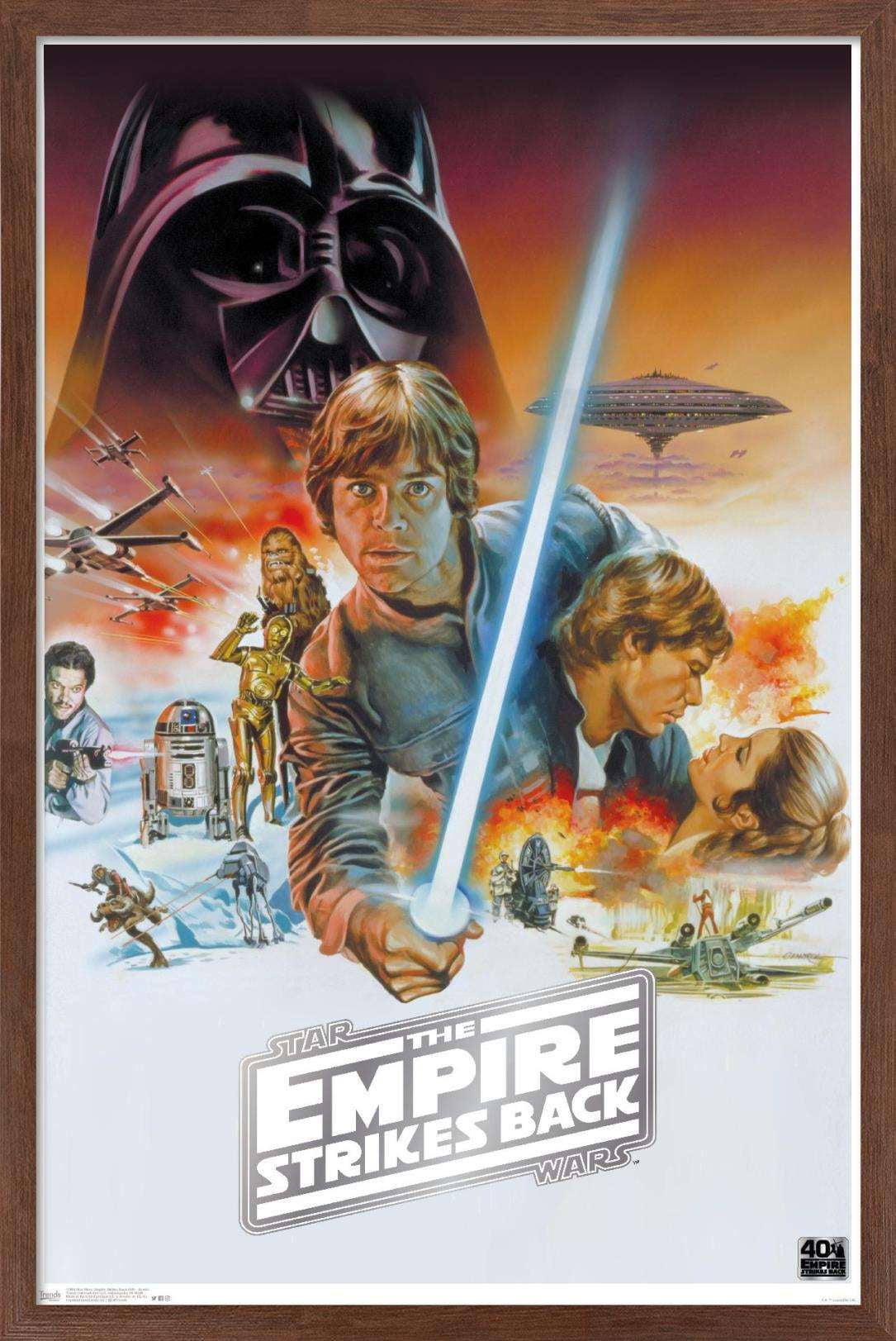Star Wars: The Empire Strikes Back 40th - Scenic Wall Poster, 22.375" x 34", Framed