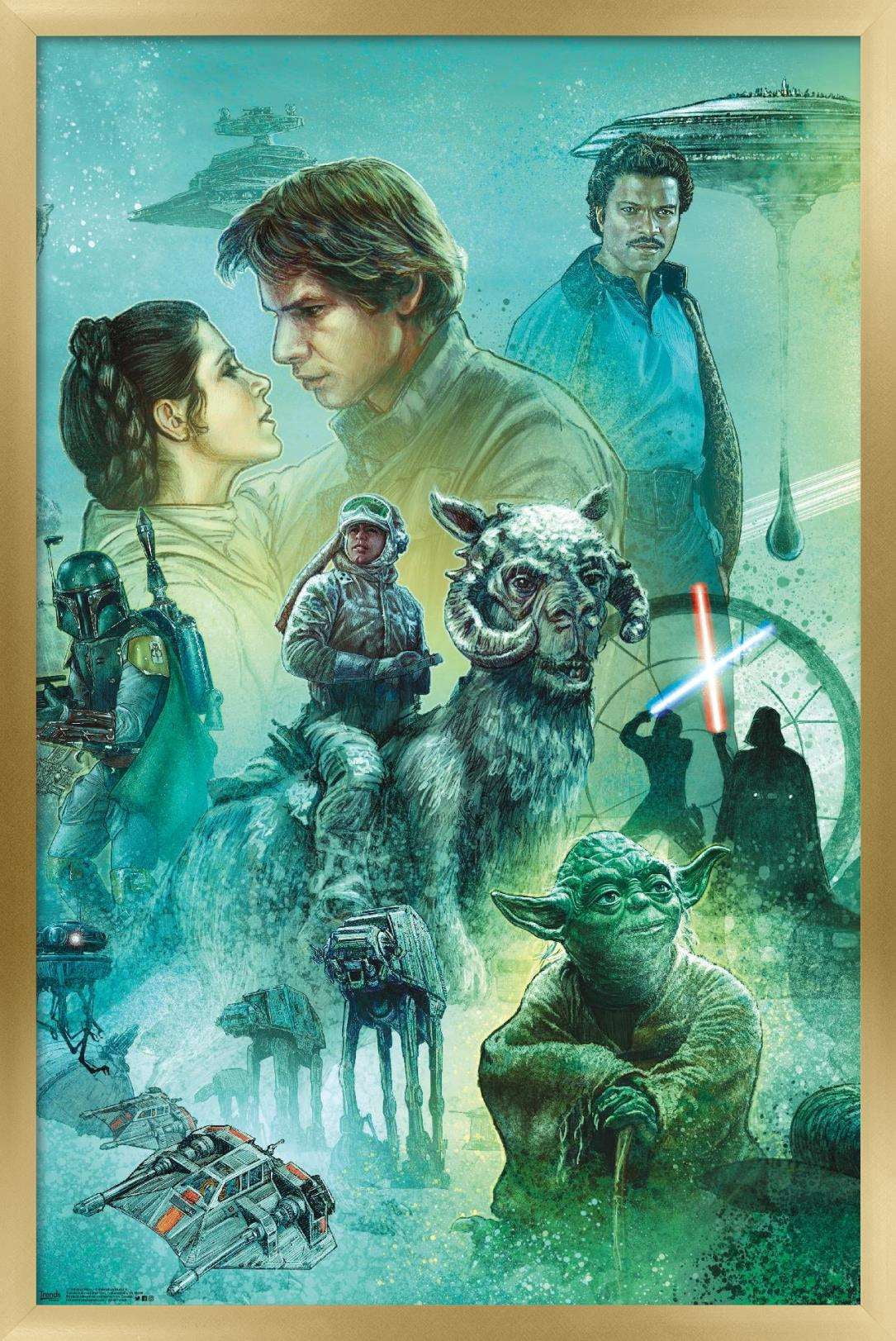 Star Wars: The Empire Strikes Back - Celebration Mural Wall Poster, 14.725" x 22.375", Framed