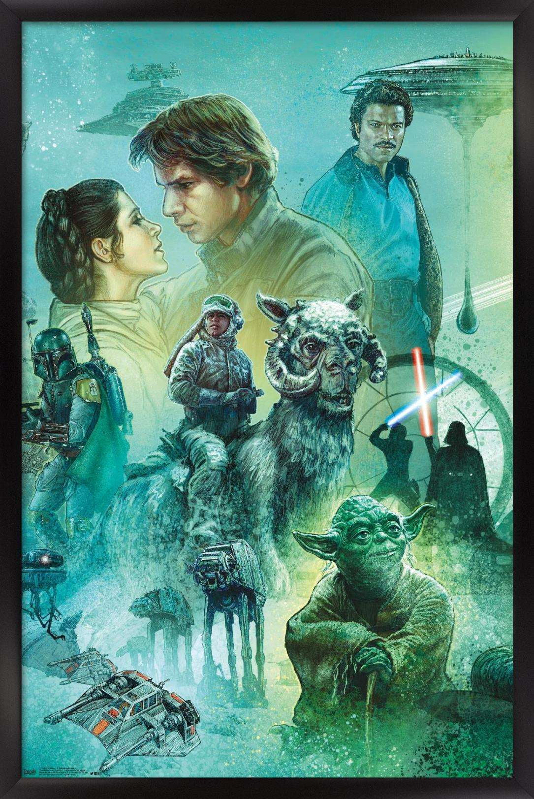 Star Wars: The Empire Strikes Back - Celebration Mural Wall Poster, 14.725" x 22.375", Framed