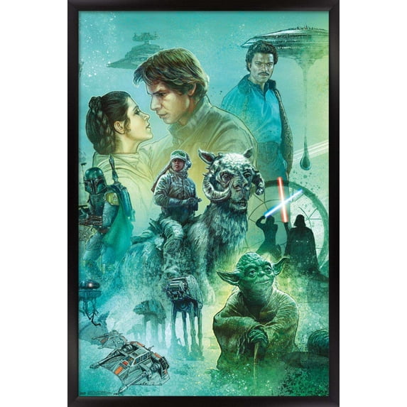 Star Wars: The Empire Strikes Back - Celebration Mural Wall Poster, 14.725" x 22.375", Framed