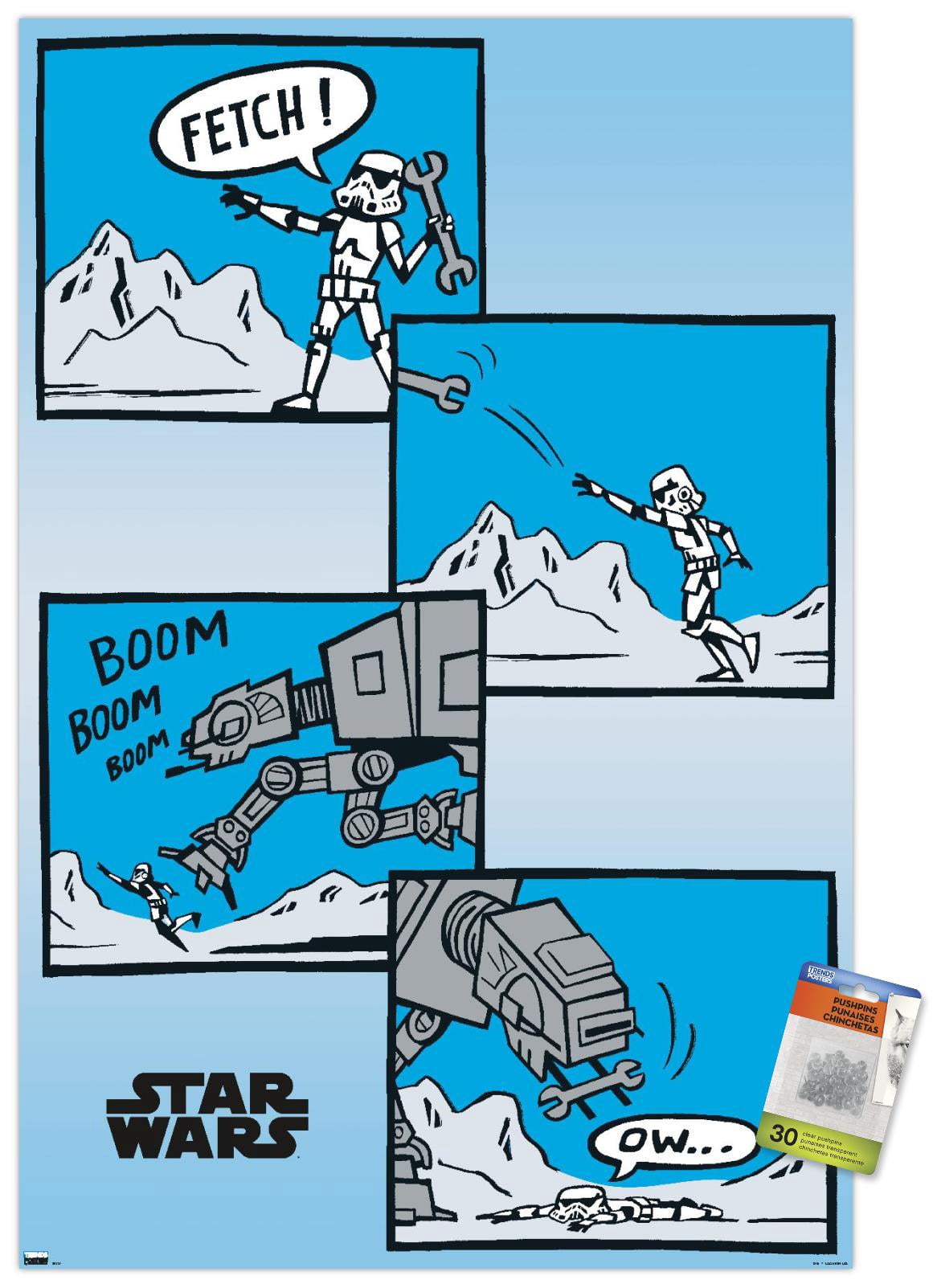 Star Wars: The Empire Strikes Back - Comic Panels Wall Poster with Pushpins, 22.375" x 34"