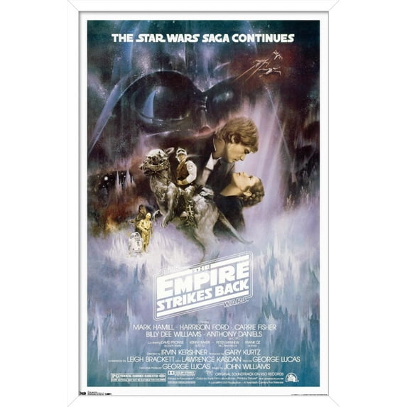Star Wars: The Empire Strikes Back - The Saga Continues One Sheet Wall Poster, 14.725" x 22.375", Framed