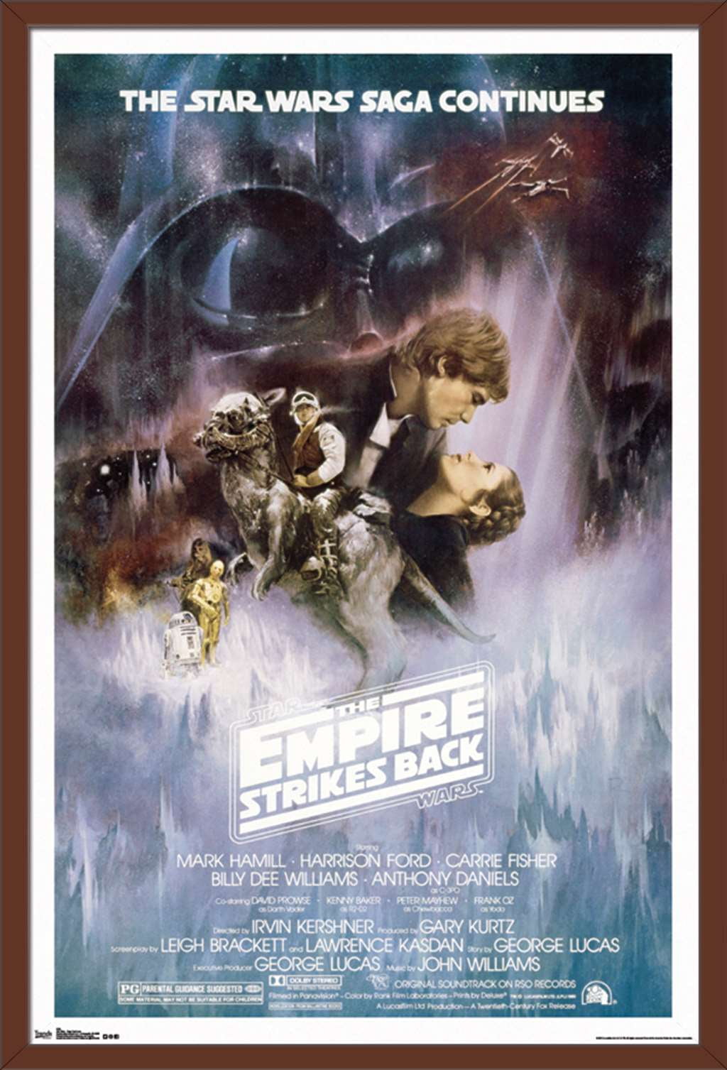 Star Wars: The Empire Strikes Back - The Saga Continues One Sheet Wall Poster, 22.375" x 34", Framed