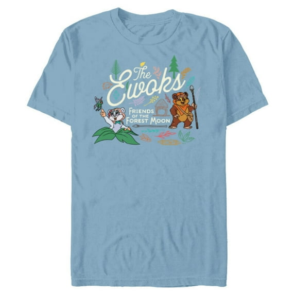 Star Wars The Ewoks Friends of the Forest Moon - Short Sleeve Blended T-Shirt for Adults - Customized-Ocean Blue