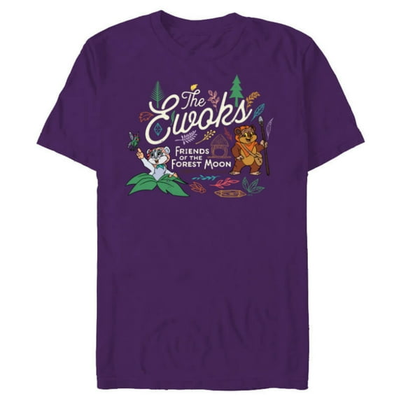 Star Wars The Ewoks Friends of the Forest Moon - Short Sleeve Blended T-Shirt for Adults - Customized-Purple
