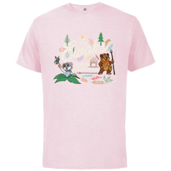 Star Wars The Ewoks Friends of the Forest Moon - Short Sleeve Cotton T-Shirt for Adults - Customized-Soft Pink