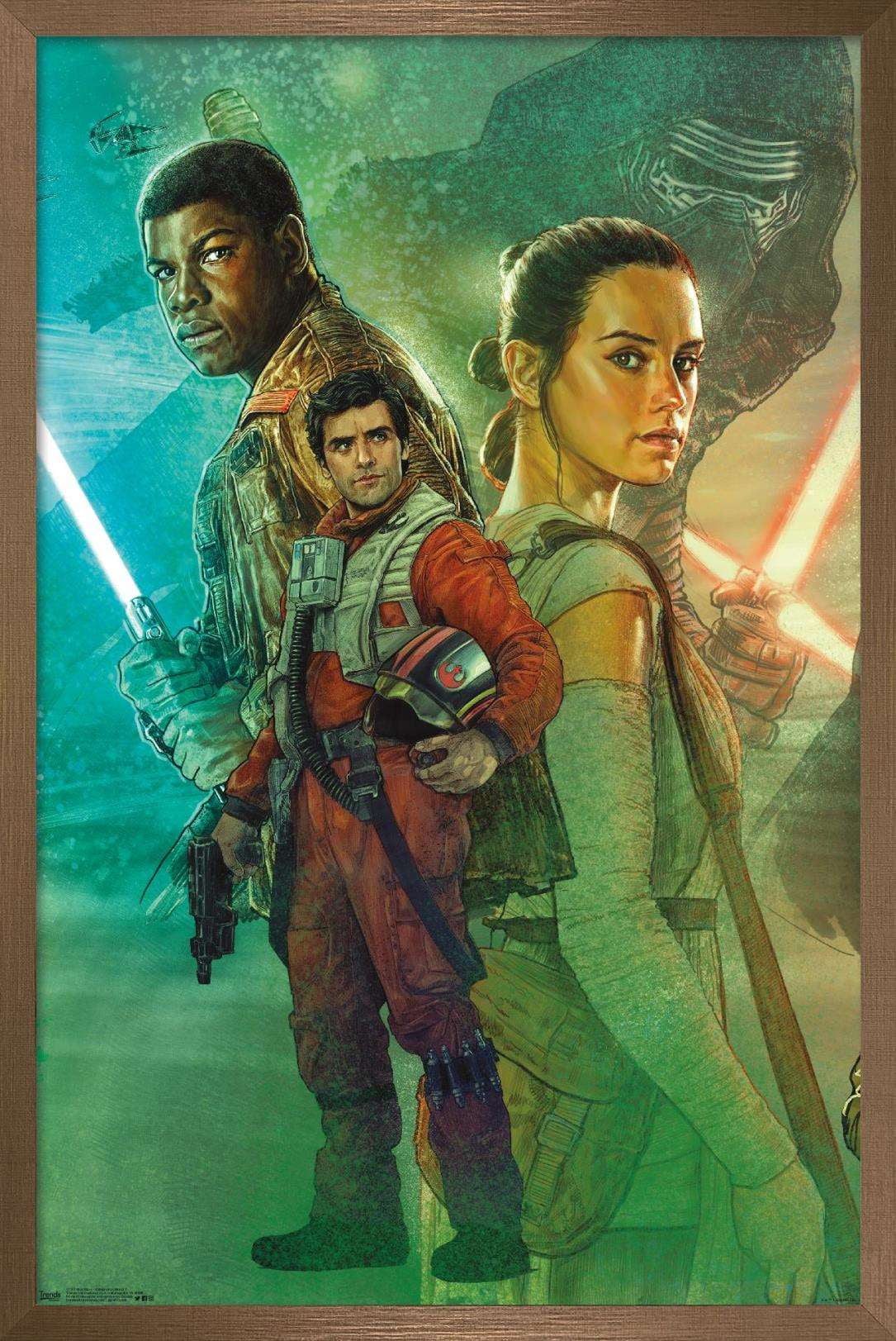 Star Wars: The Force Awakens - Celebration Mural Wall Poster, 14.725" x 22.375", Framed