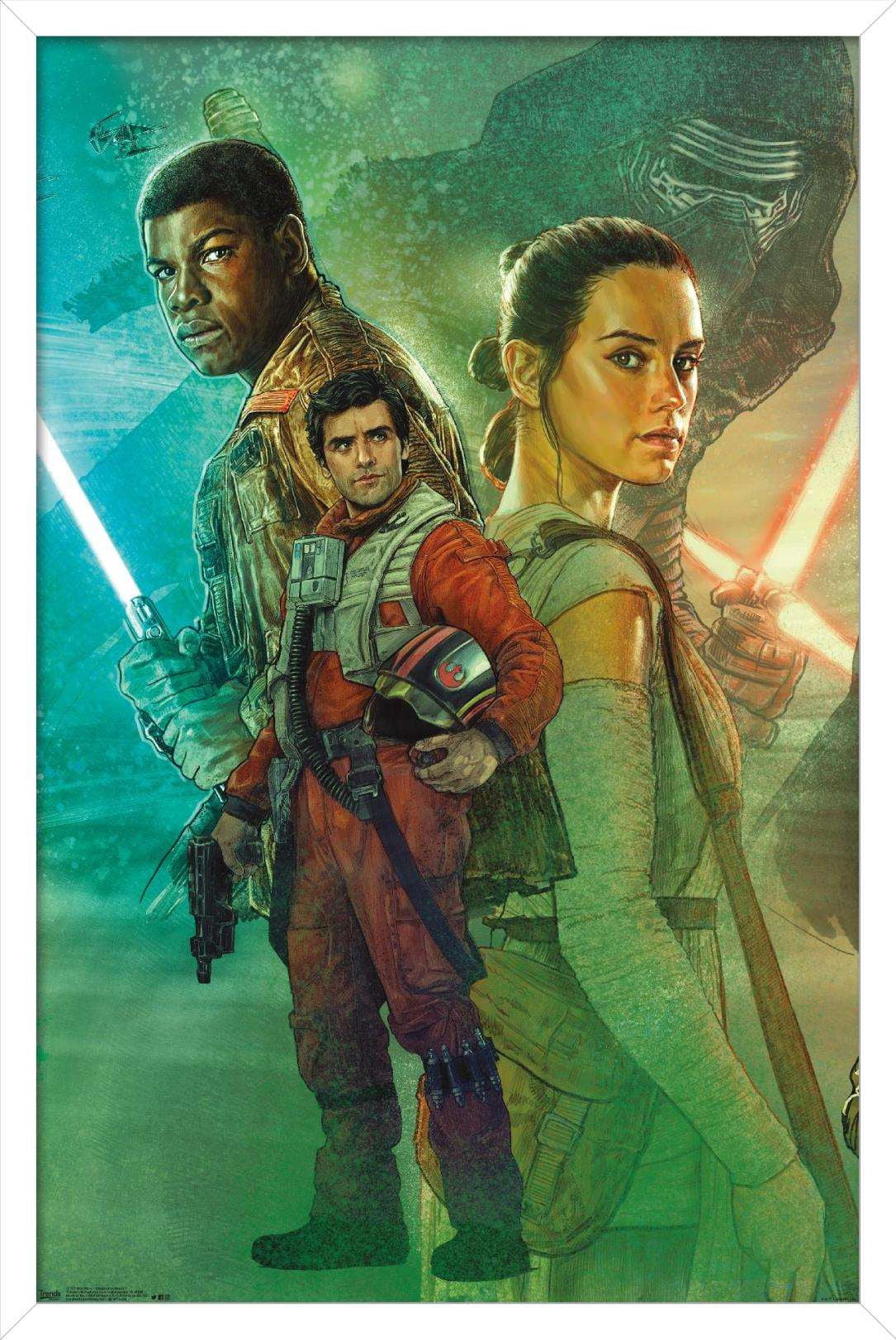 Star Wars: The Force Awakens - Celebration Mural Wall Poster, 14.725" x 22.375", Framed