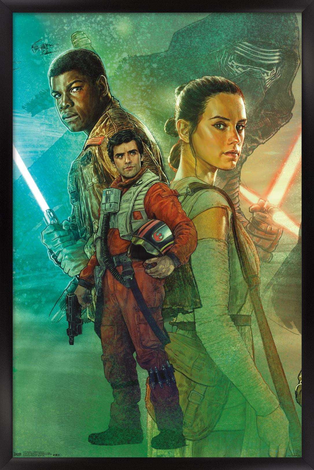 Star Wars: The Force Awakens - Celebration Mural Wall Poster, 14.725" x 22.375", Framed