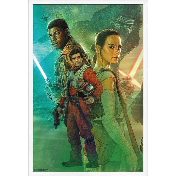 Star Wars: The Force Awakens - Celebration Mural Wall Poster, 22.375" x 34", Framed