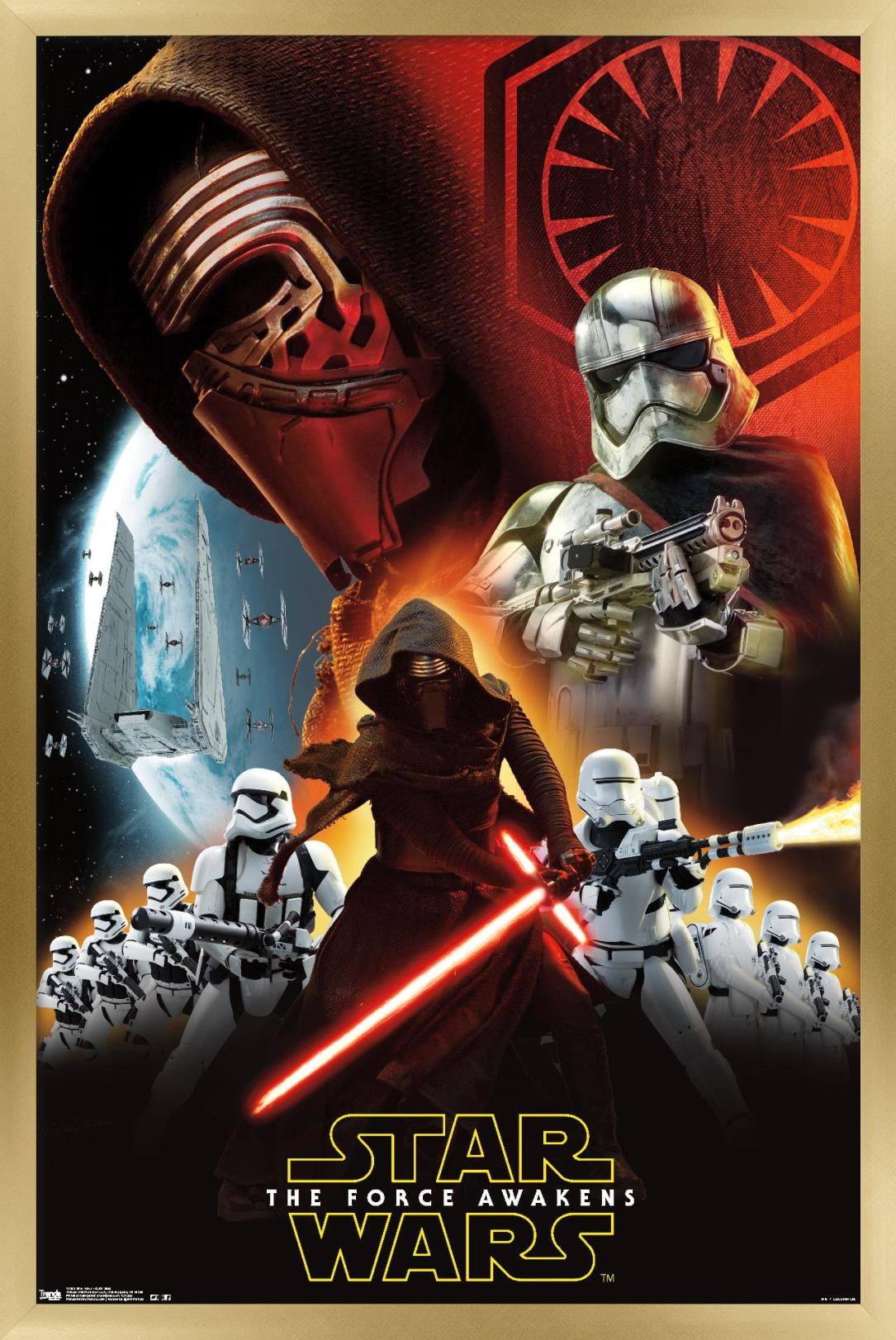 Star Wars: The Force Awakens - Dark Side Wall Poster, 14.725" x 22.375", Framed