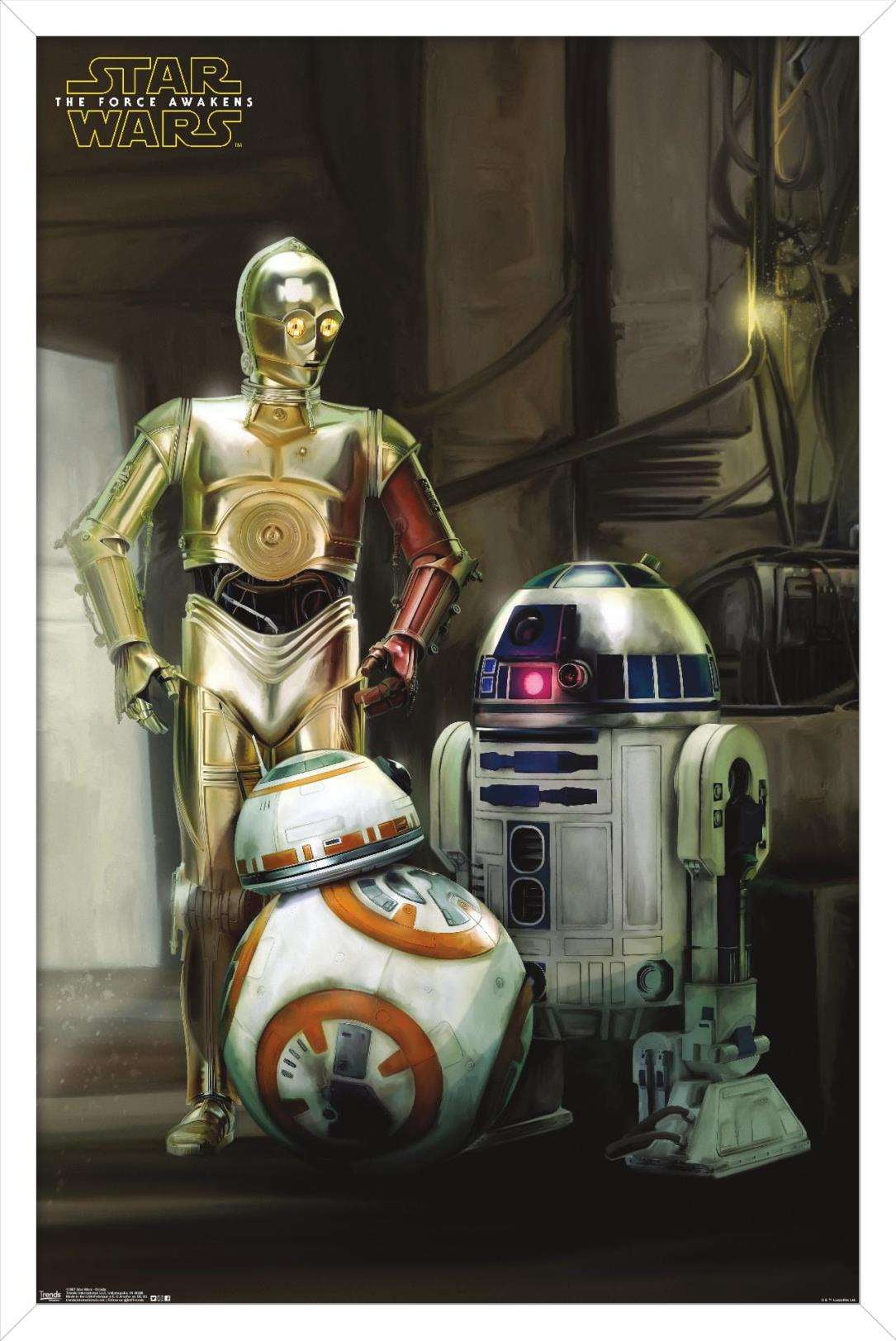 Star Wars: The Force Awakens - Droids Wall Poster, 14.725" x 22.375", Framed