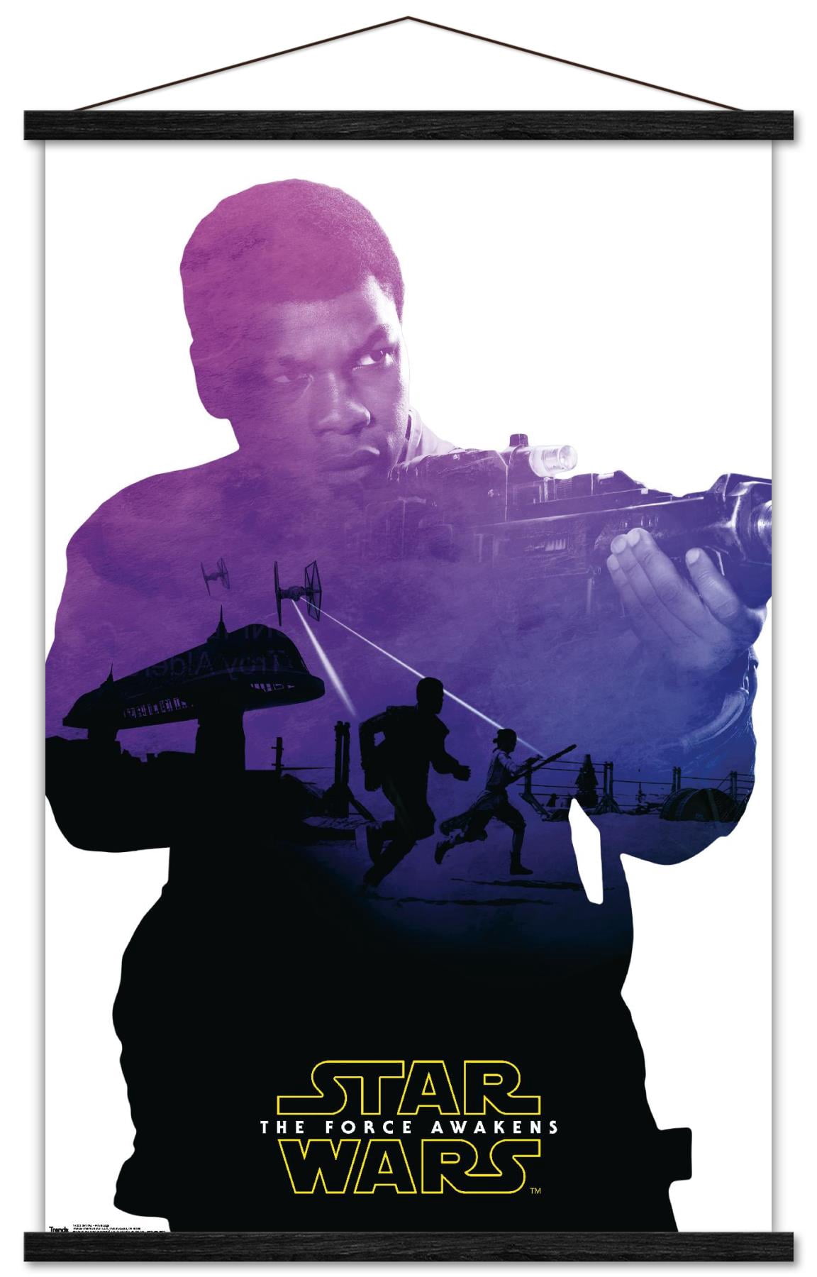 Star Wars: The Force Awakens - Finn Badge Wall Poster with Wooden Magnetic Frame, 22.375" x 34"