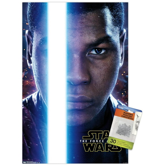 Star Wars: The Force Awakens - Finn Portrait Wall Poster with Push Pins, 14.725" x 22.375"