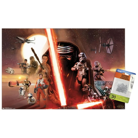 Star Wars: The Force Awakens - Group Wall Poster with Push Pins, 14.725" x 22.375"