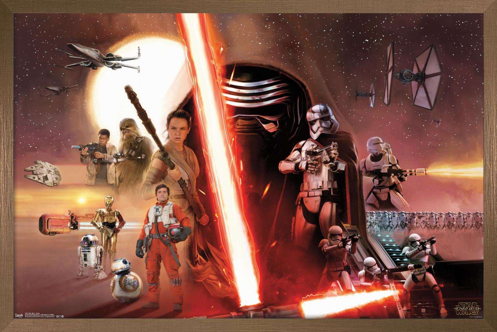 Star Wars: The Force Awakens - Group Wall Poster, 14.725" x 22.375", Framed