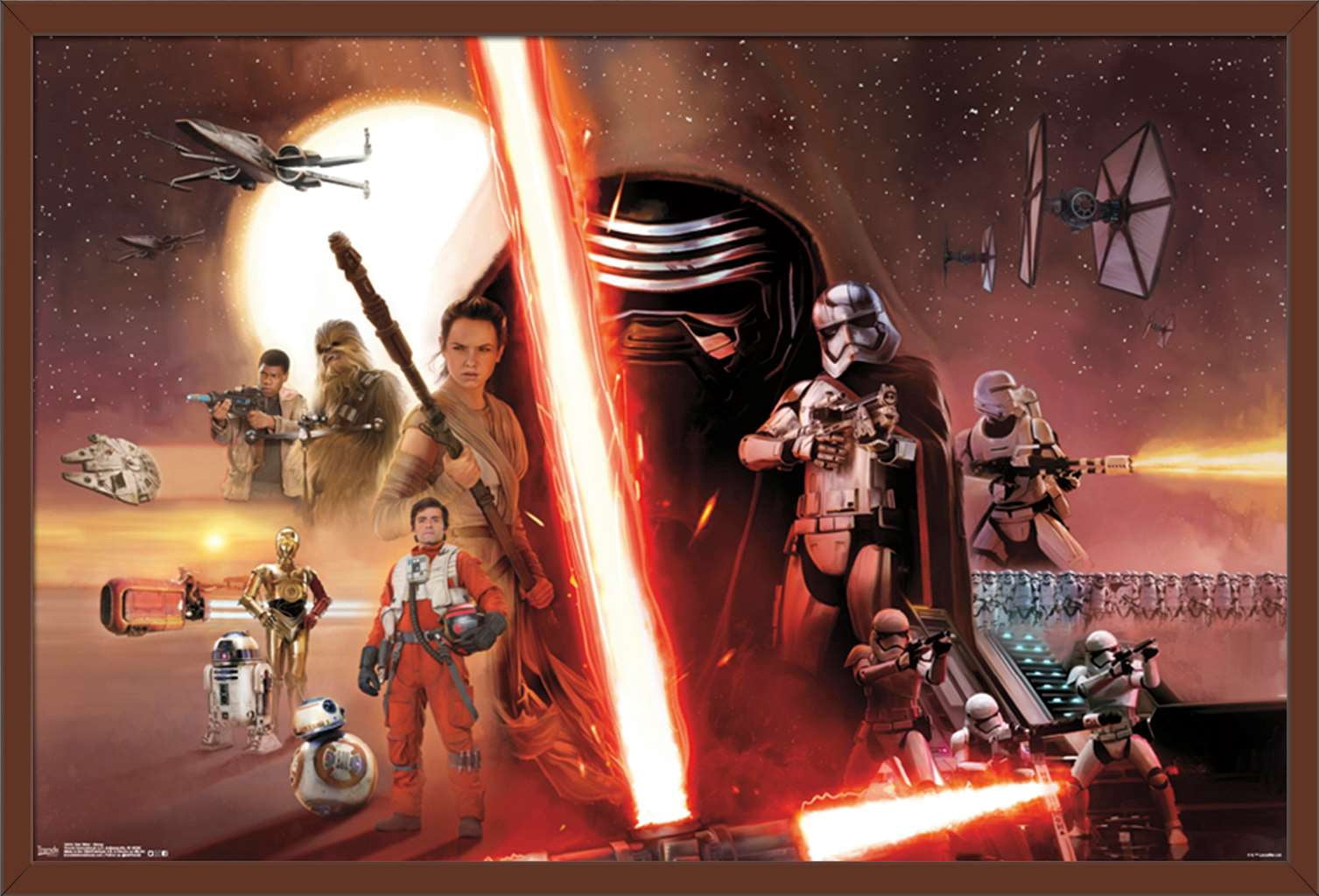 Star Wars: The Force Awakens - Group Wall Poster, 22.375" x 34", Framed