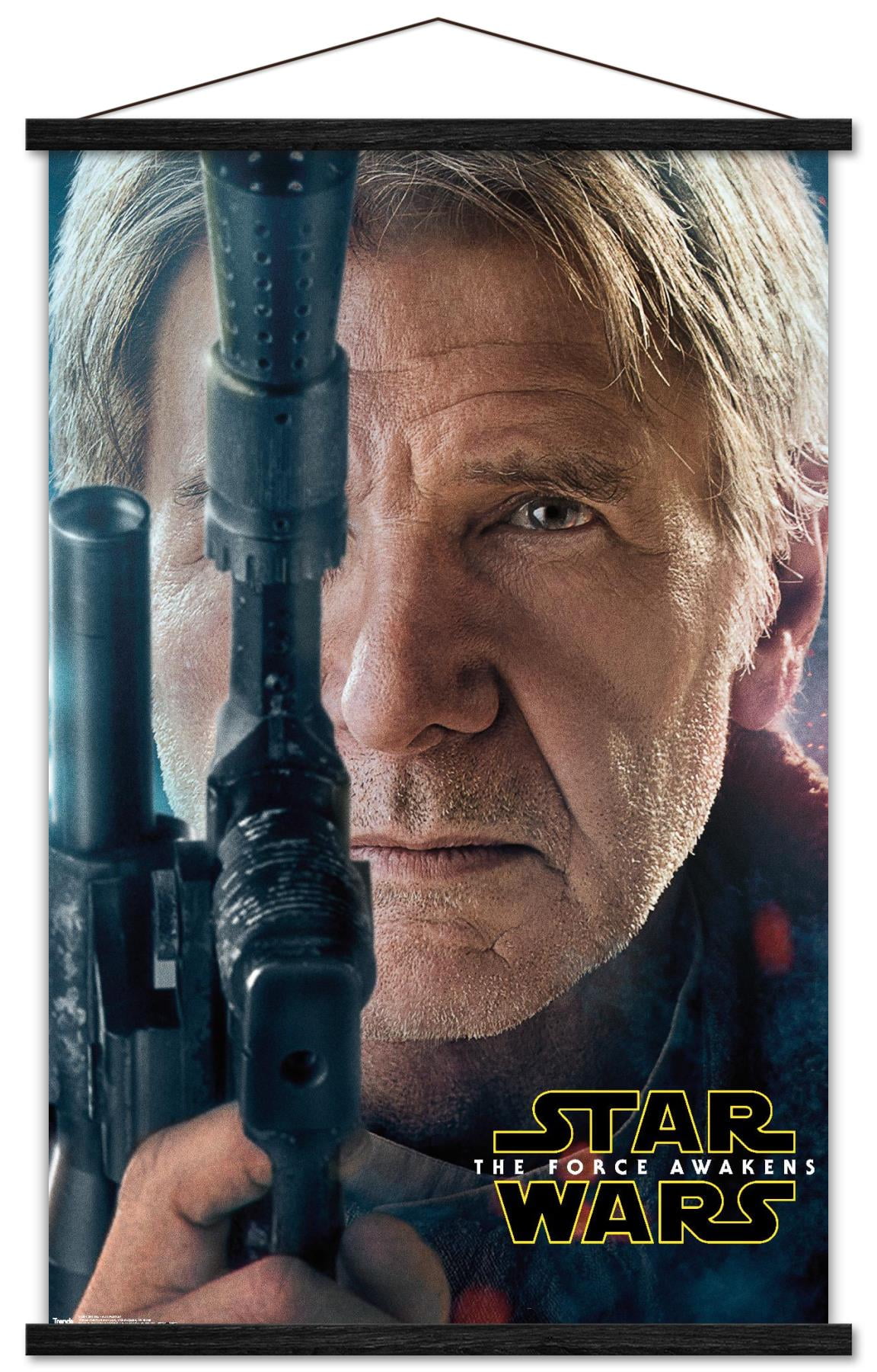 Star Wars: The Force Awakens - Han Portrait Wall Poster with Wooden Magnetic Frame, 22.375" x 34"