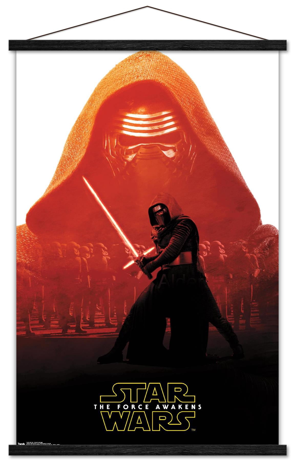 Star Wars: The Force Awakens - Kylo Ren Badge Wall Poster with Wooden Magnetic Frame, 22.375" x 34"