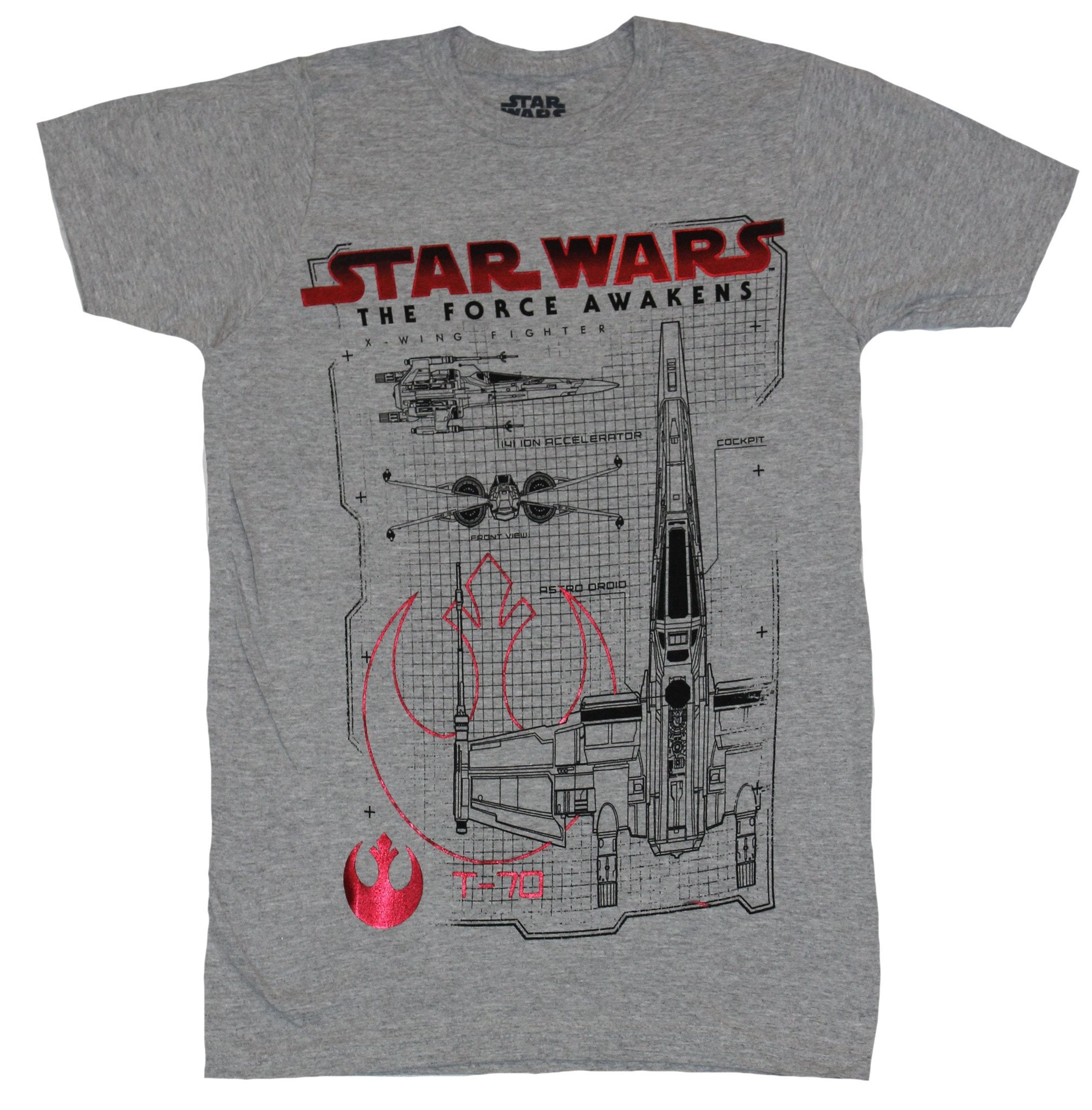 STAR WARS Men's X-Wing Schematics T-Shirt - Printed In USA, Regular Fit, X-Large