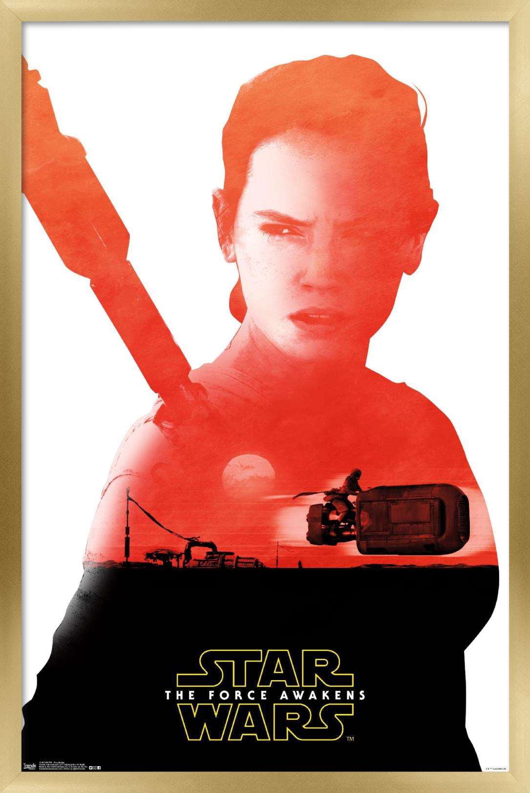 Star Wars: The Force Awakens - Rey Badge Wall Poster, 14.725" x 22.375", Framed